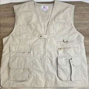 First Class Utility Cargo Vest | Men’s 2XL | Khaki Multi-Pocket Zip Vest